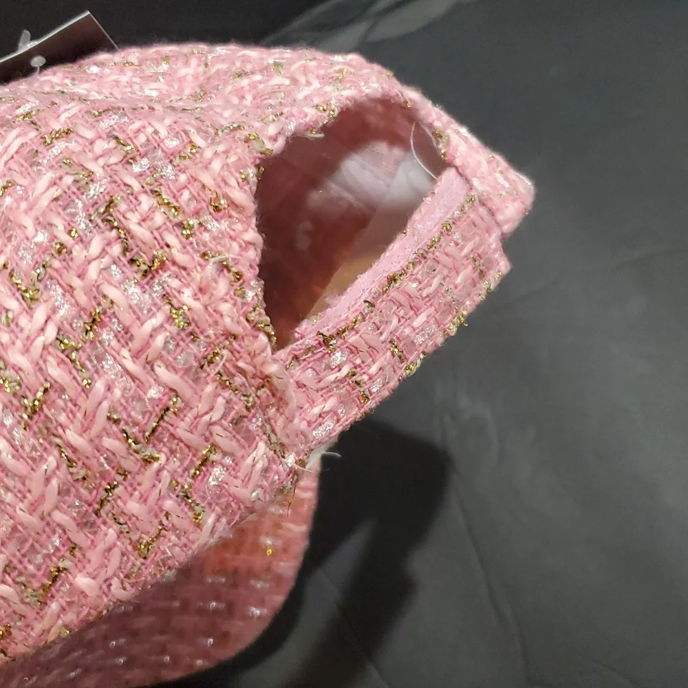 Pink tweed look silver and gold threading baseball‎ style cap brand new